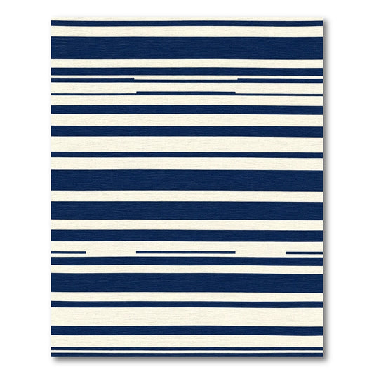 Deep Blue Cream Stripe Accordion Rug