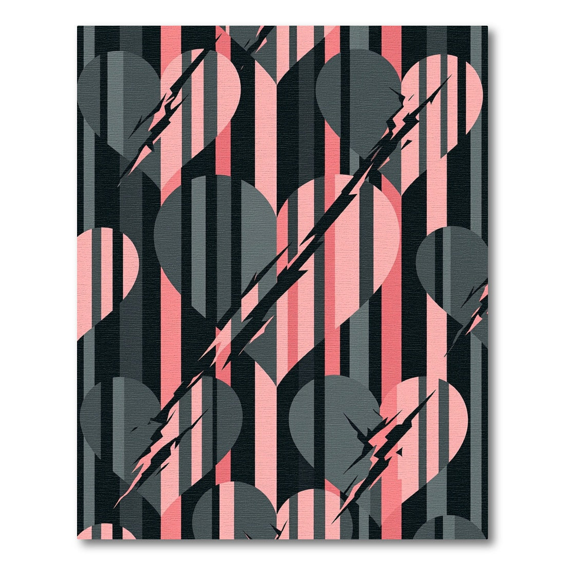 Pink Gray Heart Stripe Texture Rug