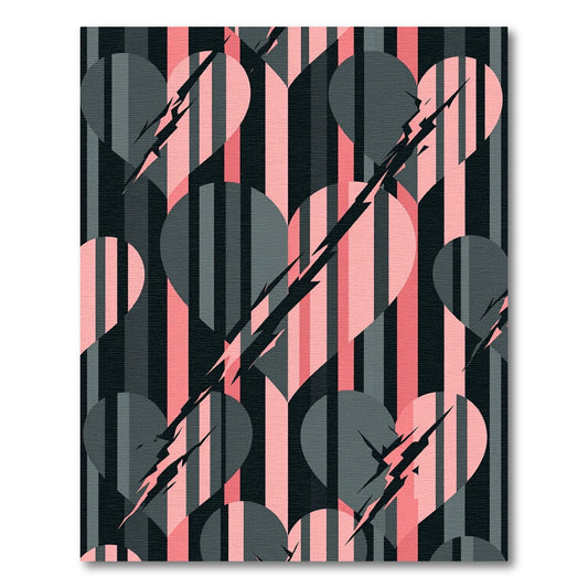 Pink Gray Heart Stripe Texture Rug