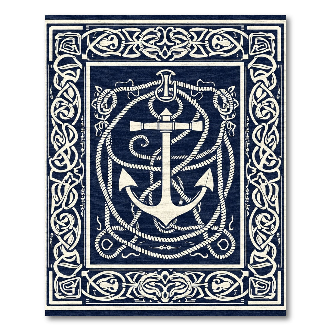 Navy Cream Nautical Anchor Nautical Frame Rug