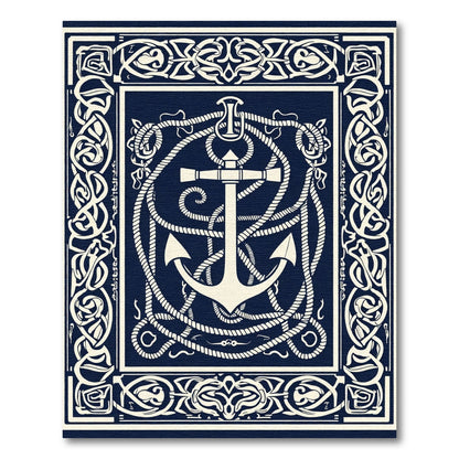 Navy Cream Nautical Anchor Nautical Frame Rug
