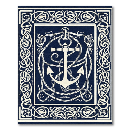 Navy Cream Nautical Anchor Nautical Frame Rug