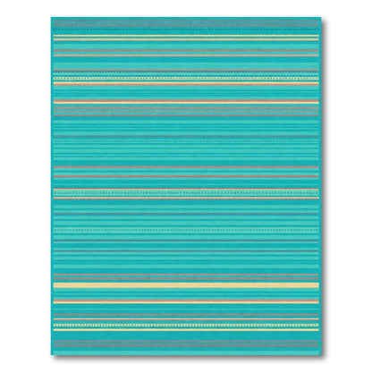 Serene Turquoise Striped Coastal Rug