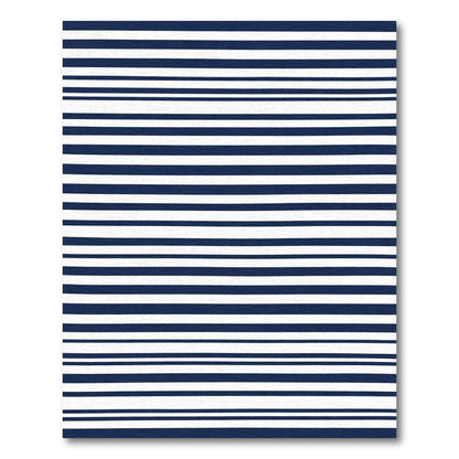 Navy White Uneven Stripe Rug