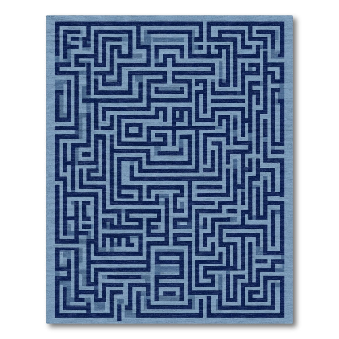 Navy Blue Geometric Maze Rug