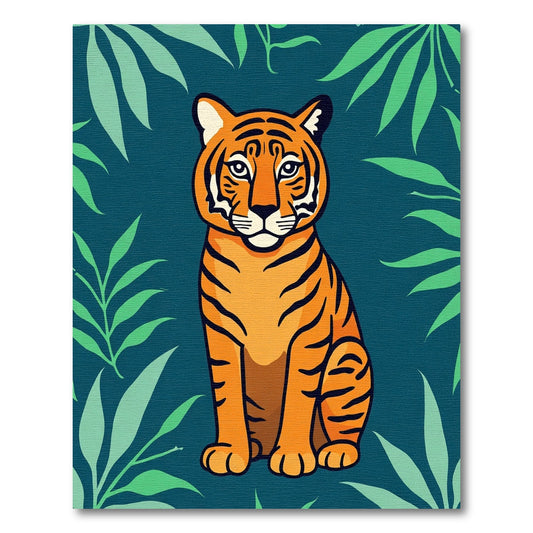 Orange Tiger In Lush Jungle Fronds Rug
