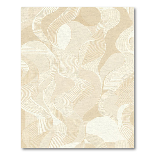 Cream Abstract Wavy Ribbons Rug