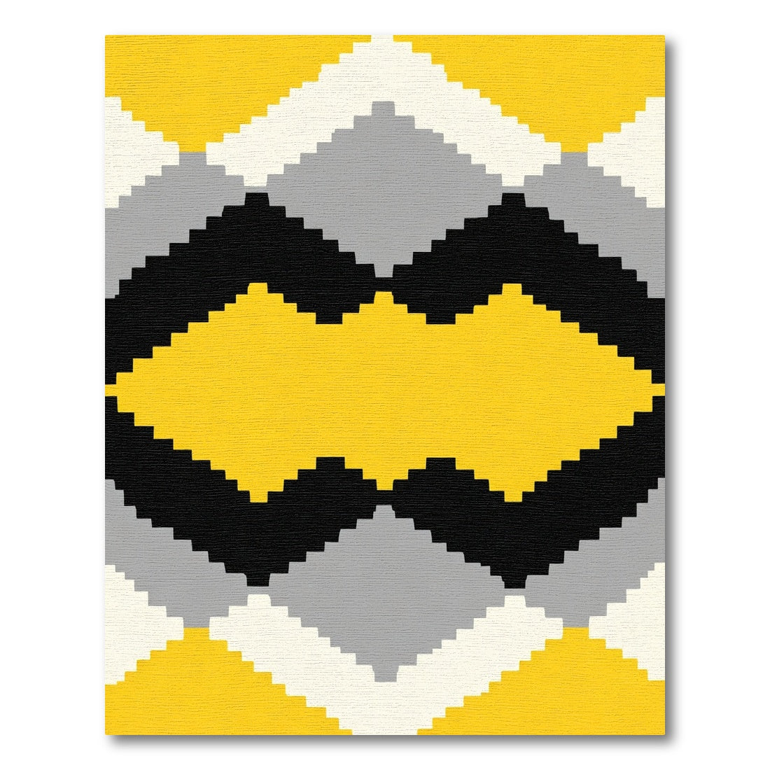 Yellow Black Gray Diamond Geometric Rug