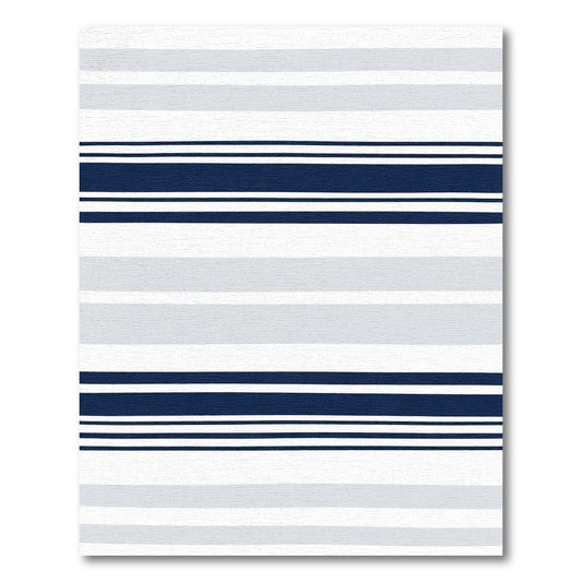 Classic Blue Gray White Stripes Rug