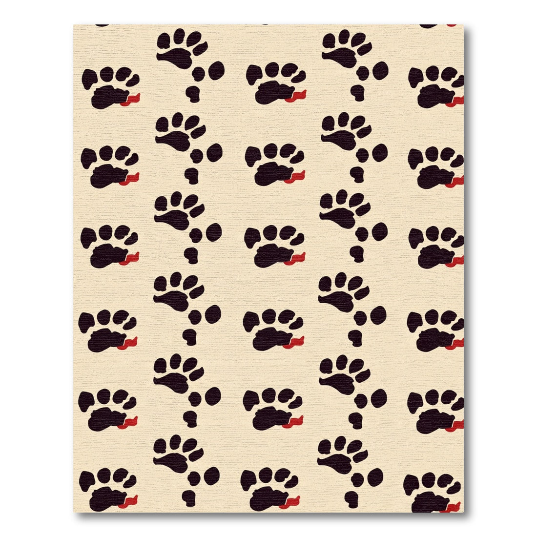 Black Paw Print Cream Repeating Rug