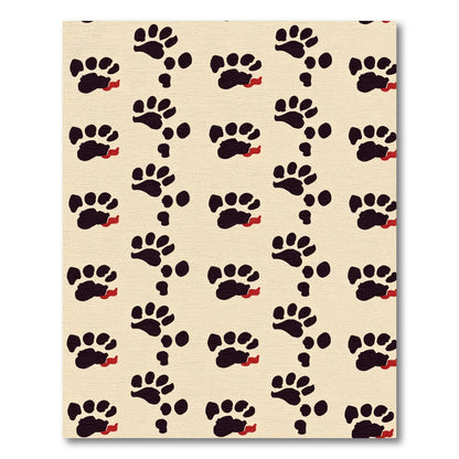 Black Paw Print Cream Repeating Rug
