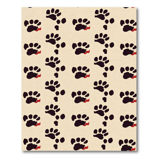 Black Paw Print Cream Repeating Rug