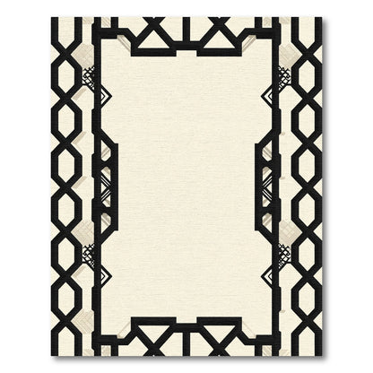 Black Ivory Geometric Art Deco Frame Rug