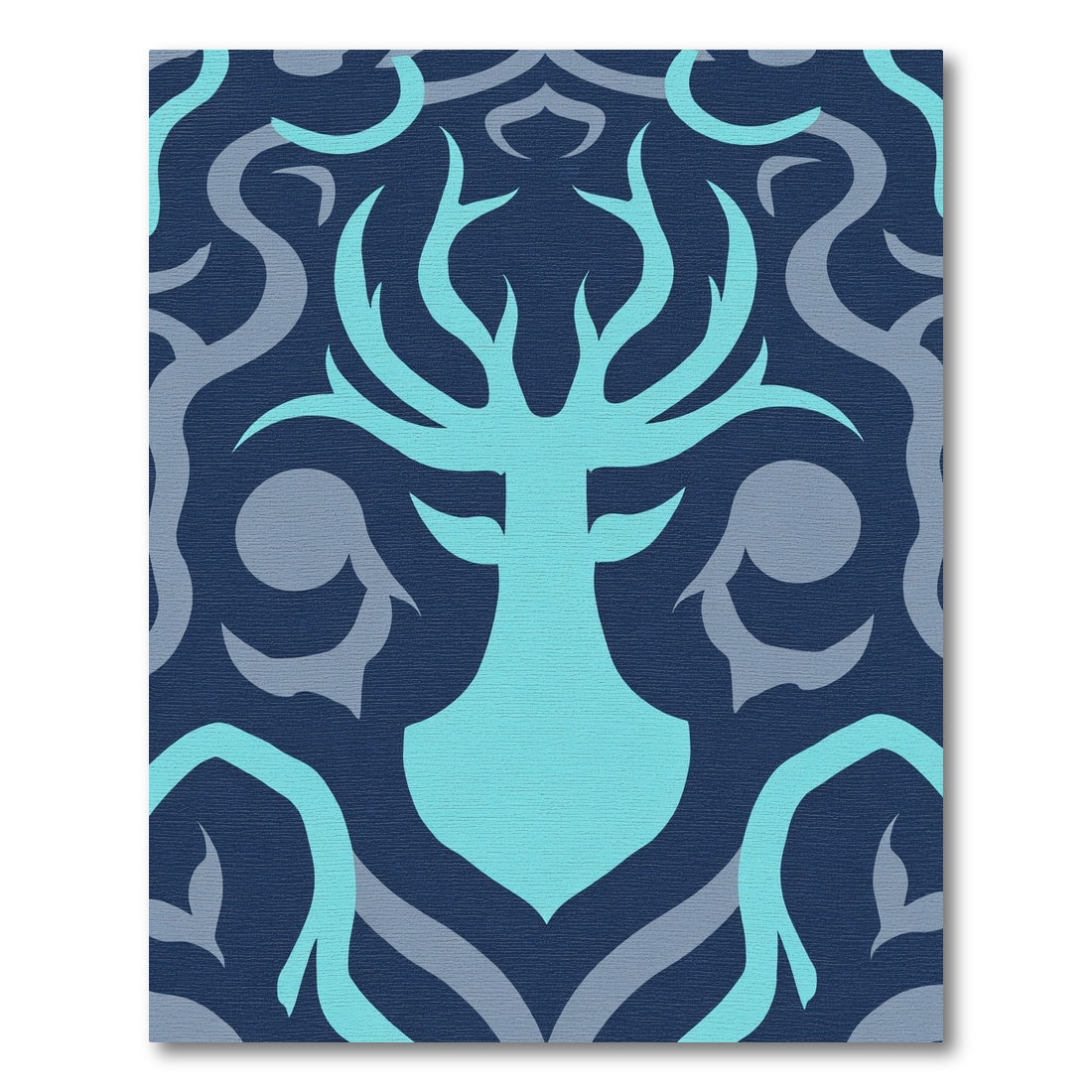 Blue Deer Antler Damask Rug