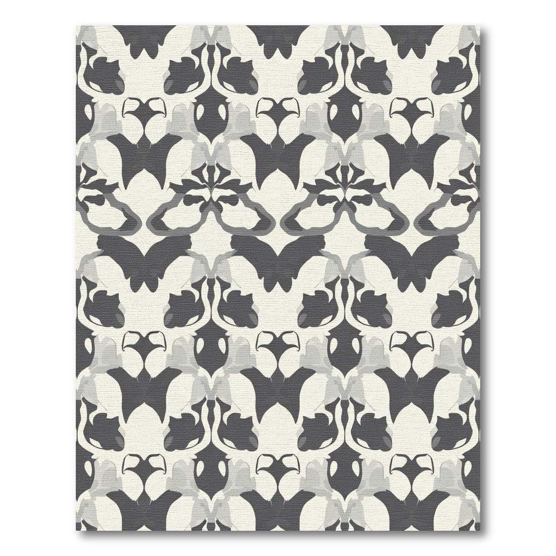 Monochromatic Abstract Rorschach Symmetry Rug