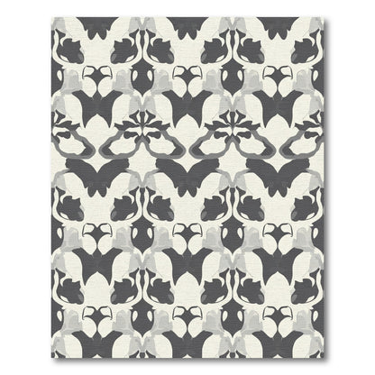 Monochromatic Abstract Rorschach Symmetry Rug