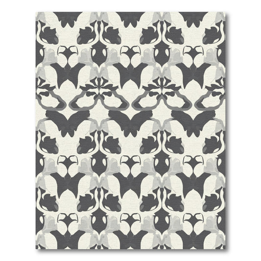Monochromatic Abstract Rorschach Symmetry Rug