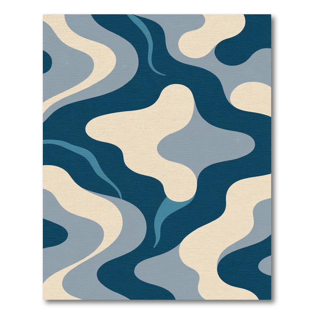 Deep Blue Organic Wave Composition Rug