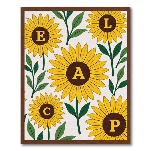 Yellow Sunflower Alphabet Floral Arrangement Rug