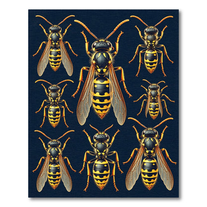 Bold Yellow and Black Wasp Composition Rug