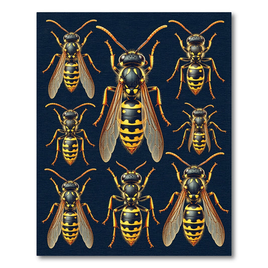 Bold Yellow and Black Wasp Composition Rug
