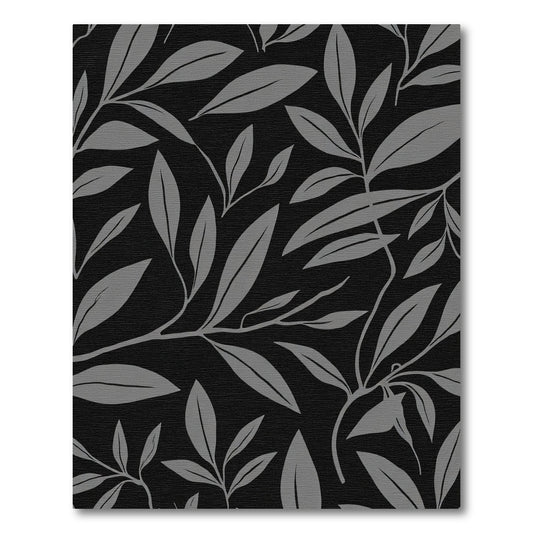 Monochromatic Gray Leafy Branch Pattern Rug