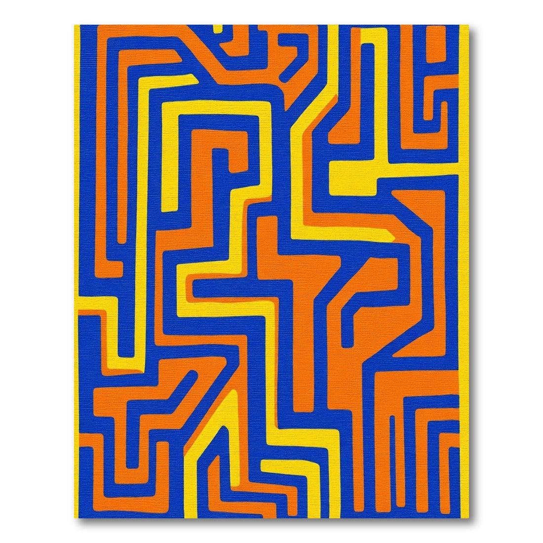 Bold Orange Blue Yellow Geometric Labyrinth Rug