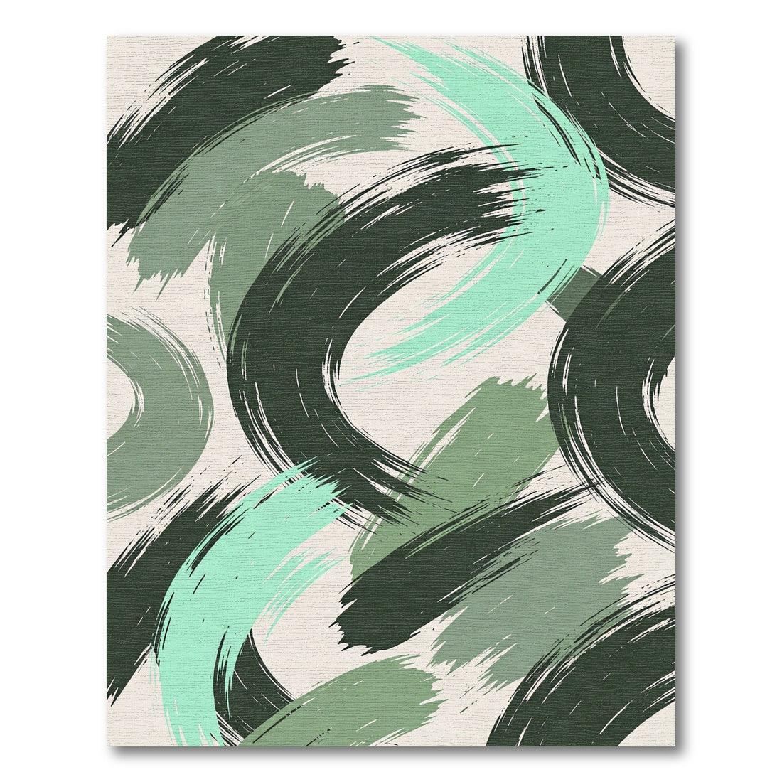 Green Sage Brushstroke Swirl Rug