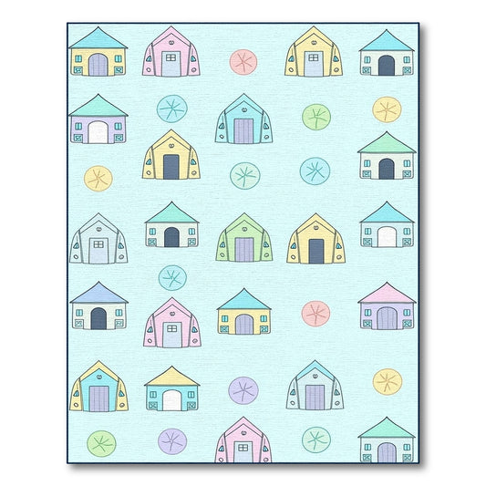 Pastel Houses Repeating Composition Rug