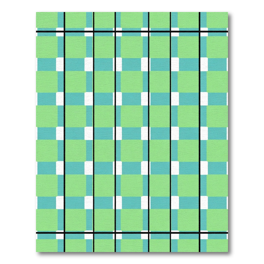 Green Teal Tartan Plaid Squares Rug