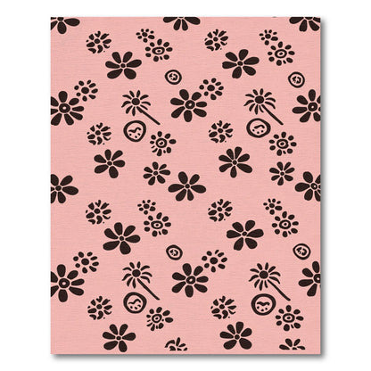 Pink Black Blossom Field Sprinkle Rug
