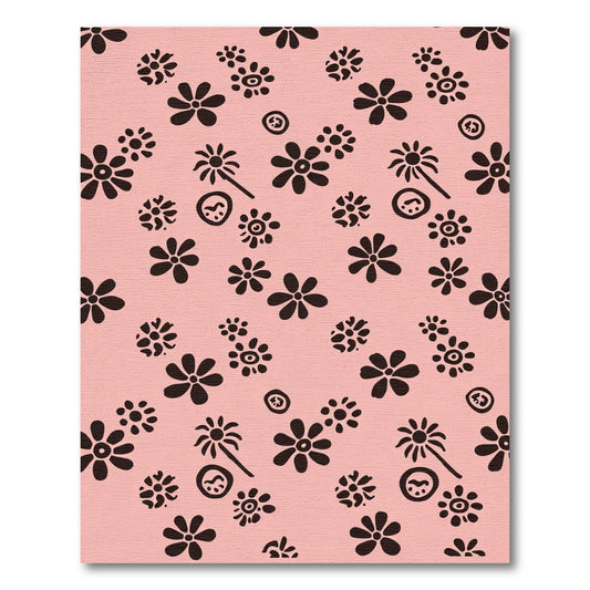 Pink Black Blossom Field Sprinkle Rug
