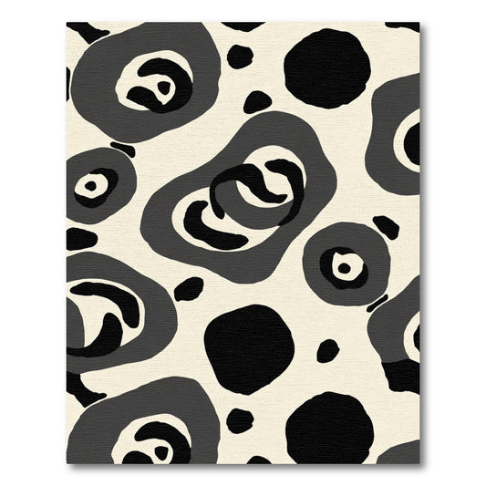 Abstract Monochrome Swirl Dot Rug