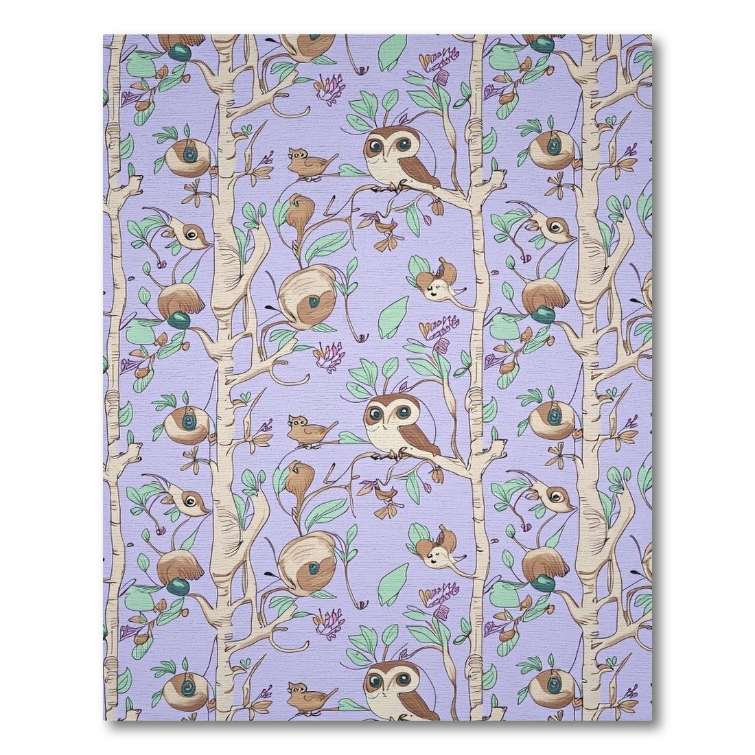 Whimsical Owl Woodland Periwinkle Rug