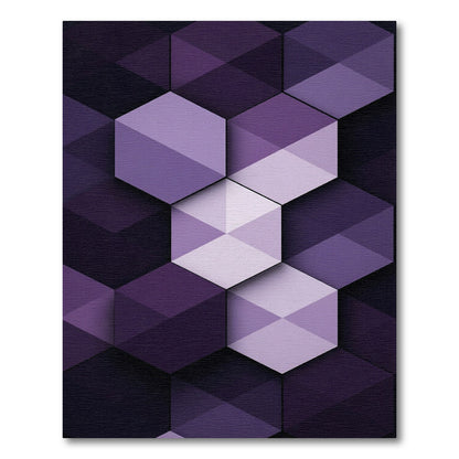 Geometric Purple Hexagon Abstract Art Rug