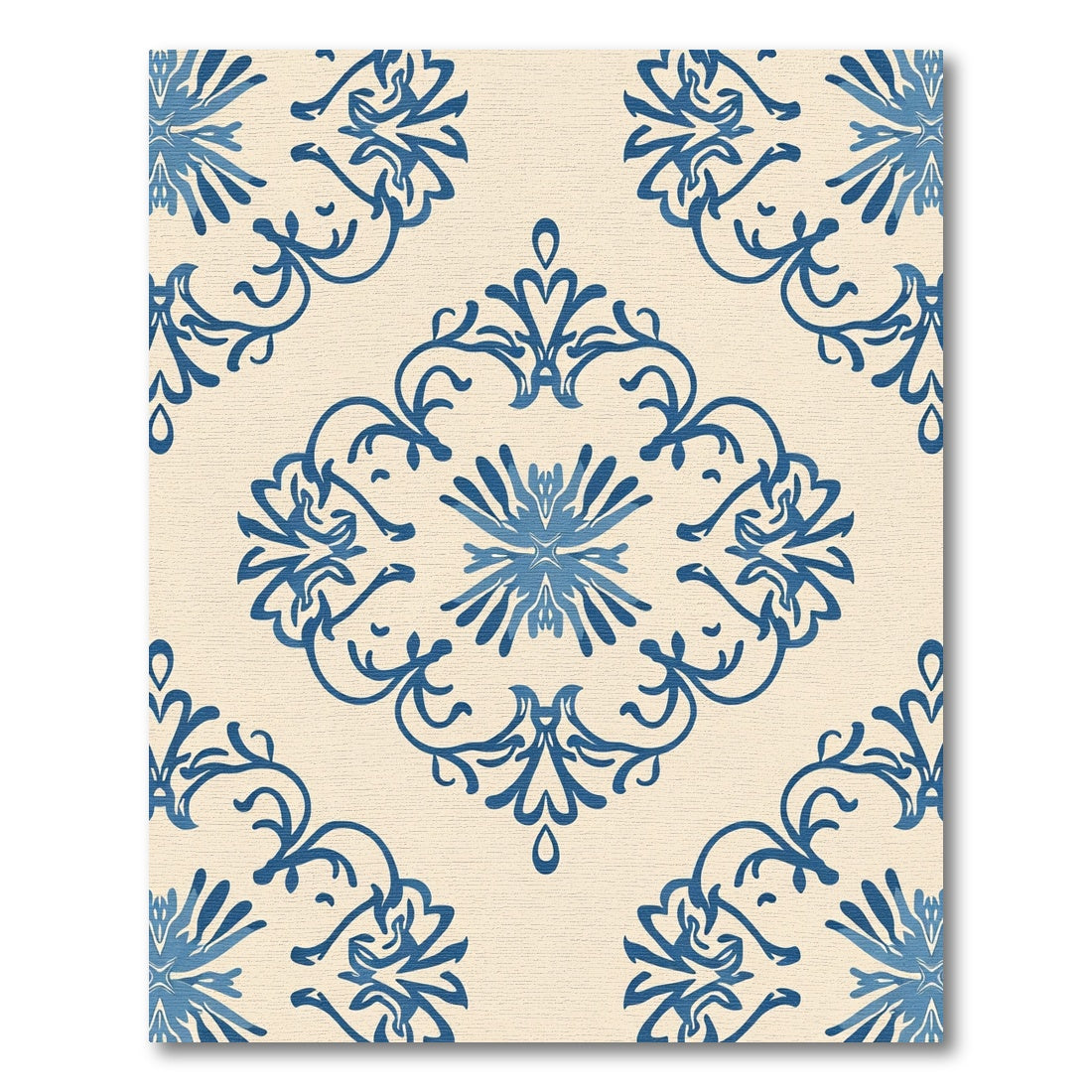 Navy Blue Classic Floral Medallion Rug