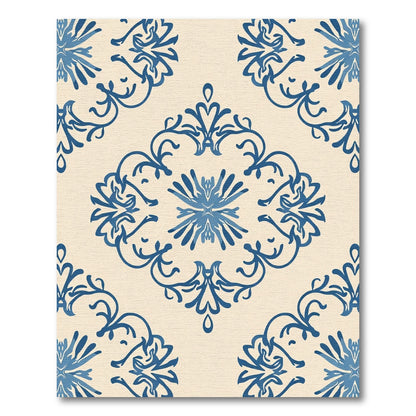 Navy Blue Classic Floral Medallion Rug