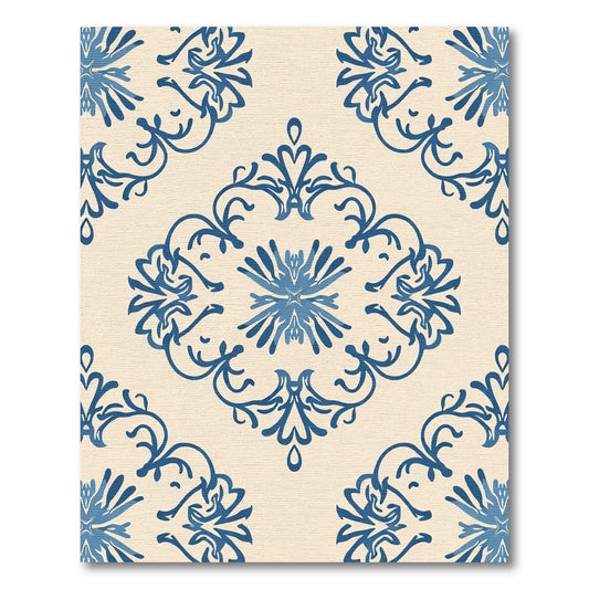 Navy Blue Classic Floral Medallion Rug