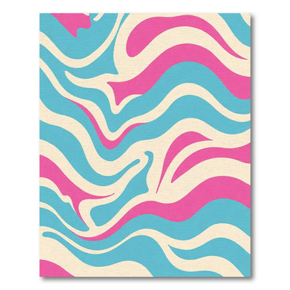 Swirling Pink Blue Cream Waves Rug