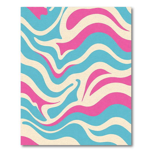 Swirling Pink Blue Cream Waves Rug