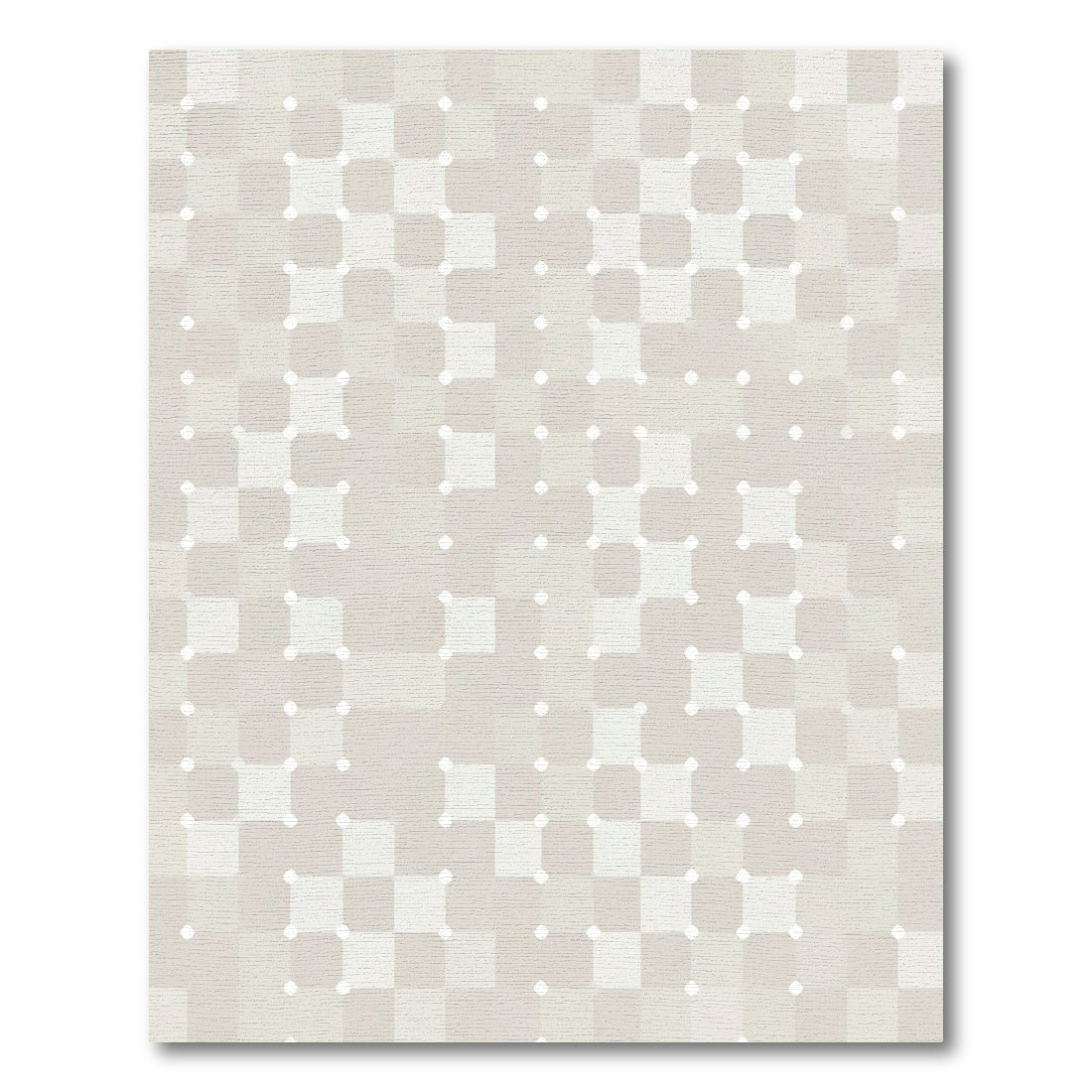 Neutral Checkered Dots Square Grid Rug