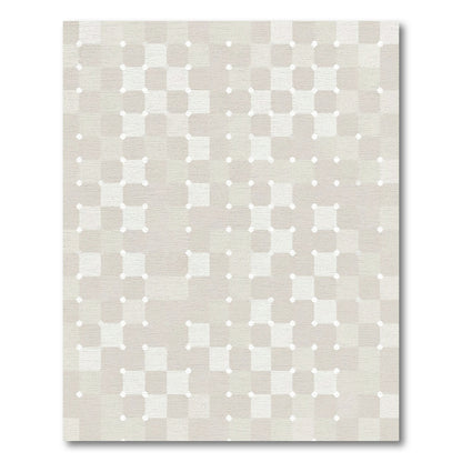 Neutral Checkered Dots Square Grid Rug