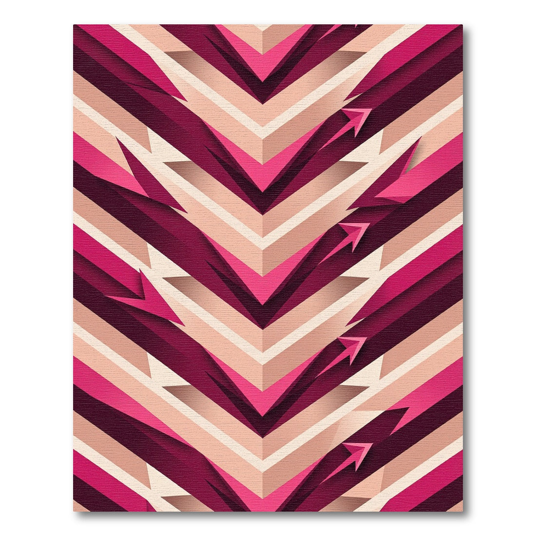 Crimson Pink Layered Chevron Arrow Rug
