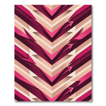 Crimson Pink Layered Chevron Arrow Rug