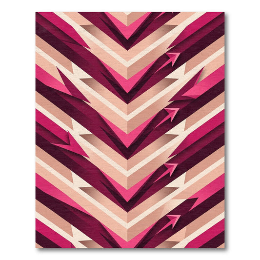 Crimson Pink Layered Chevron Arrow Rug