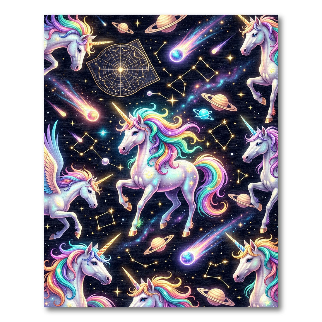 Magical Rainbow Unicorn Celestial Galaxy Space Rug