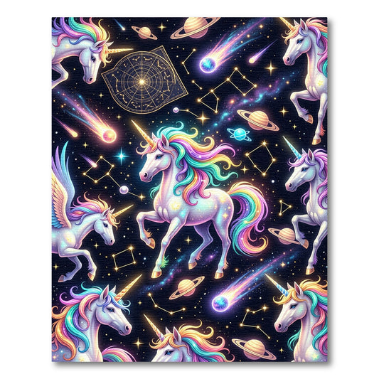 Magical Rainbow Unicorn Celestial Galaxy Space Rug