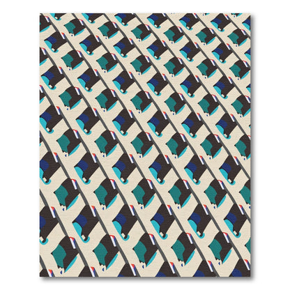 Abstract Teal Black Diamond Array Rug