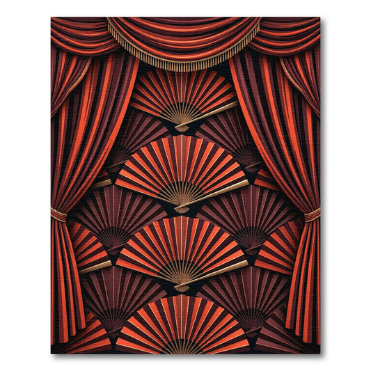 Crimson and Umber Fan Mandala Rug