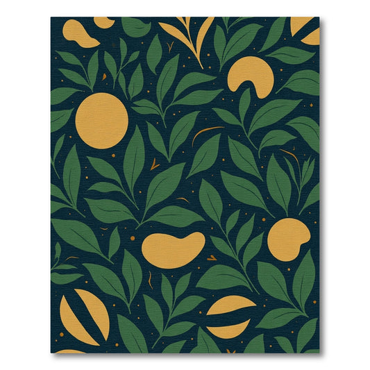 Deep Teal Green Leafy Citrus Rug